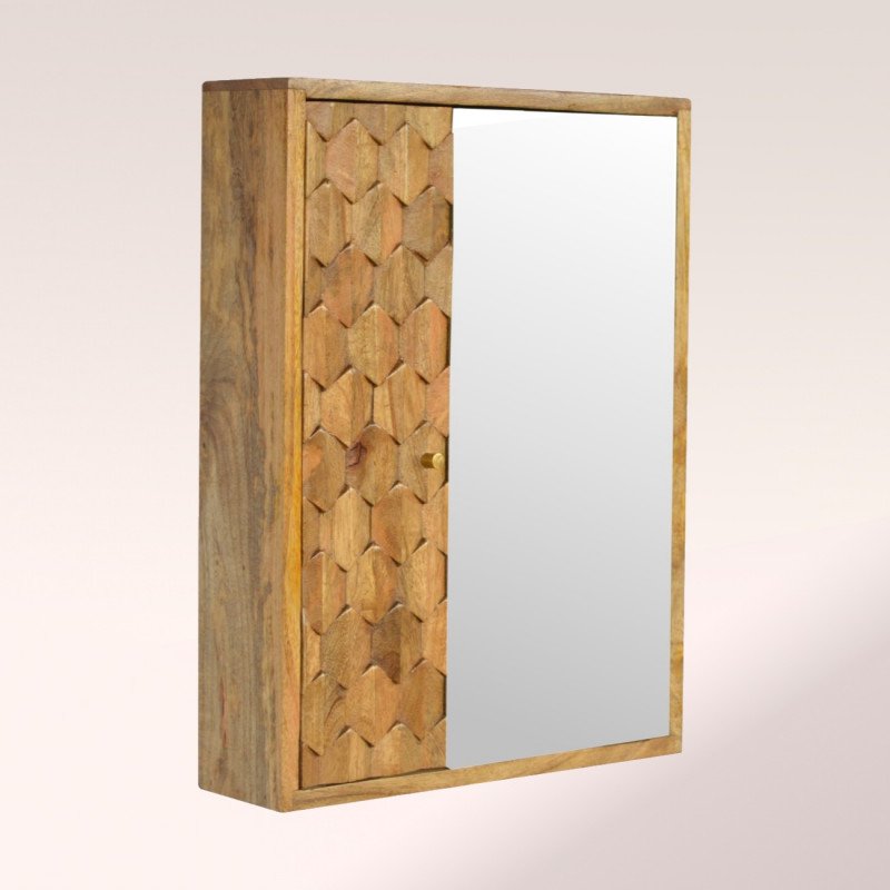 Mirror Wall Cabinet With Pineapple Carved Front - Image 2