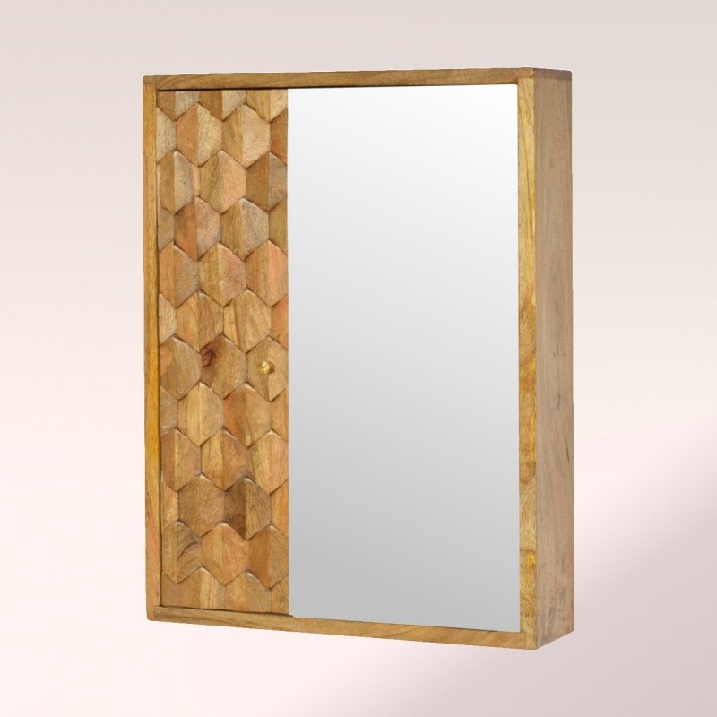 Mirror Wall Cabinet With Pineapple Carved Front - Image 3