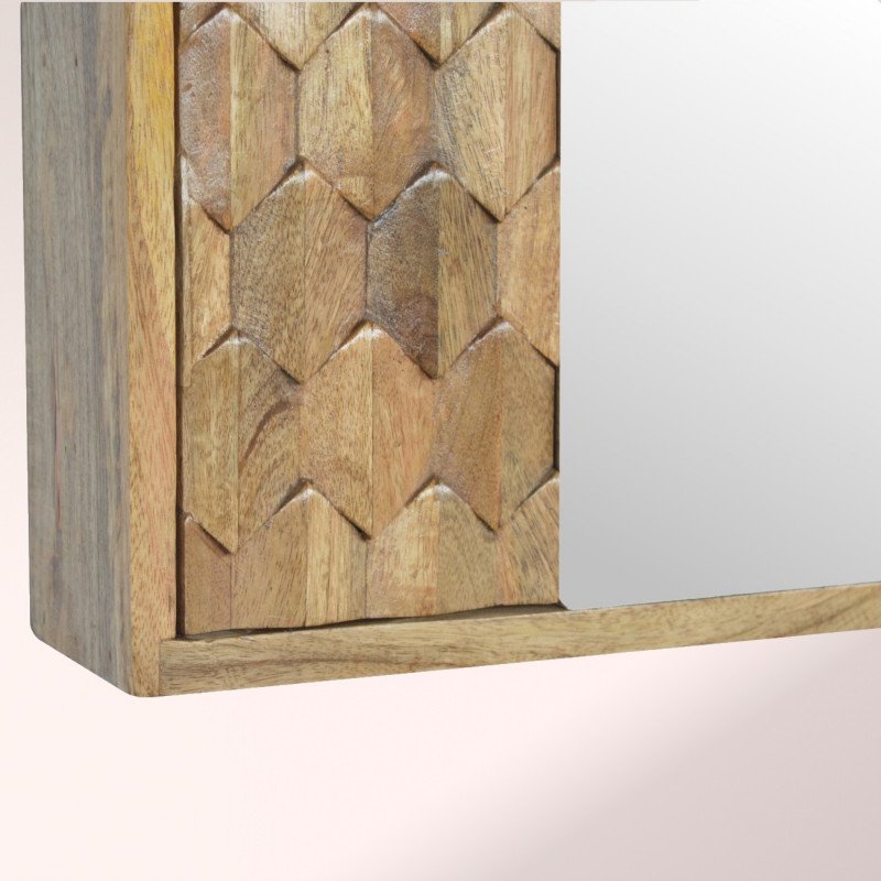 Mirror Wall Cabinet With Pineapple Carved Front - Image 4