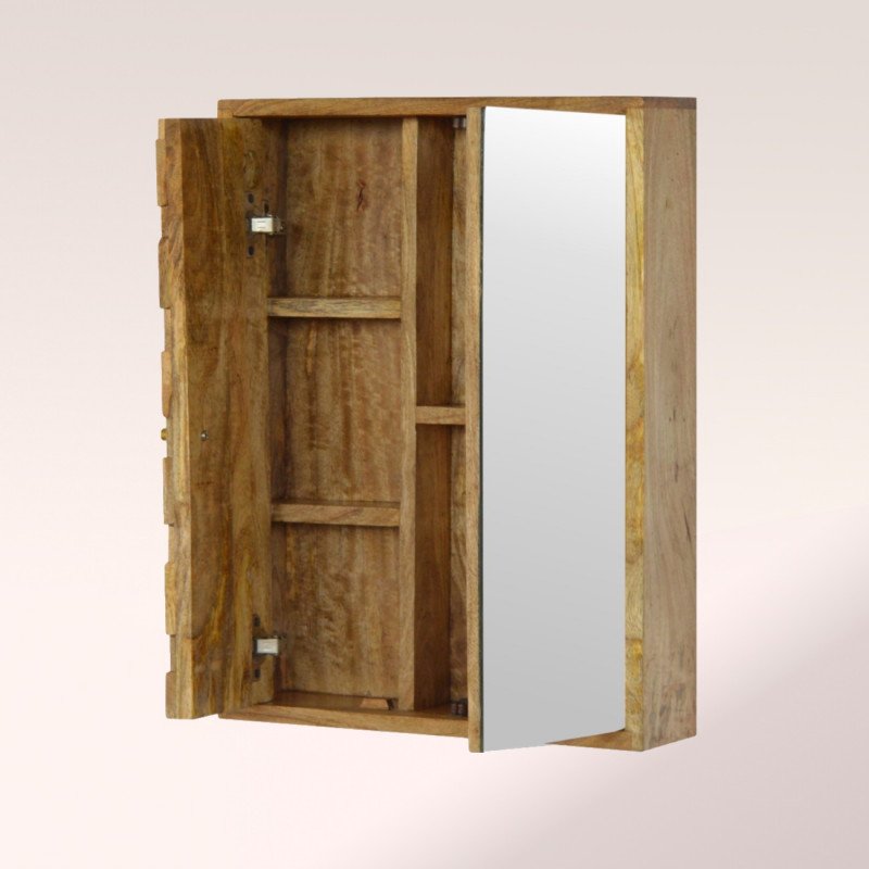 Mirror Wall Cabinet With Pineapple Carved Front - Image 5