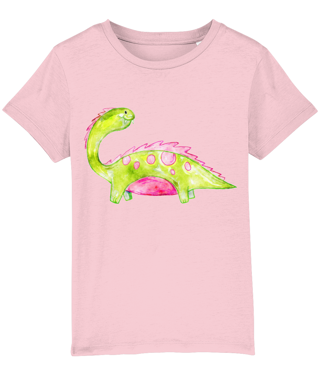 Organic Green Dinosaur Kids Tee - Image 2