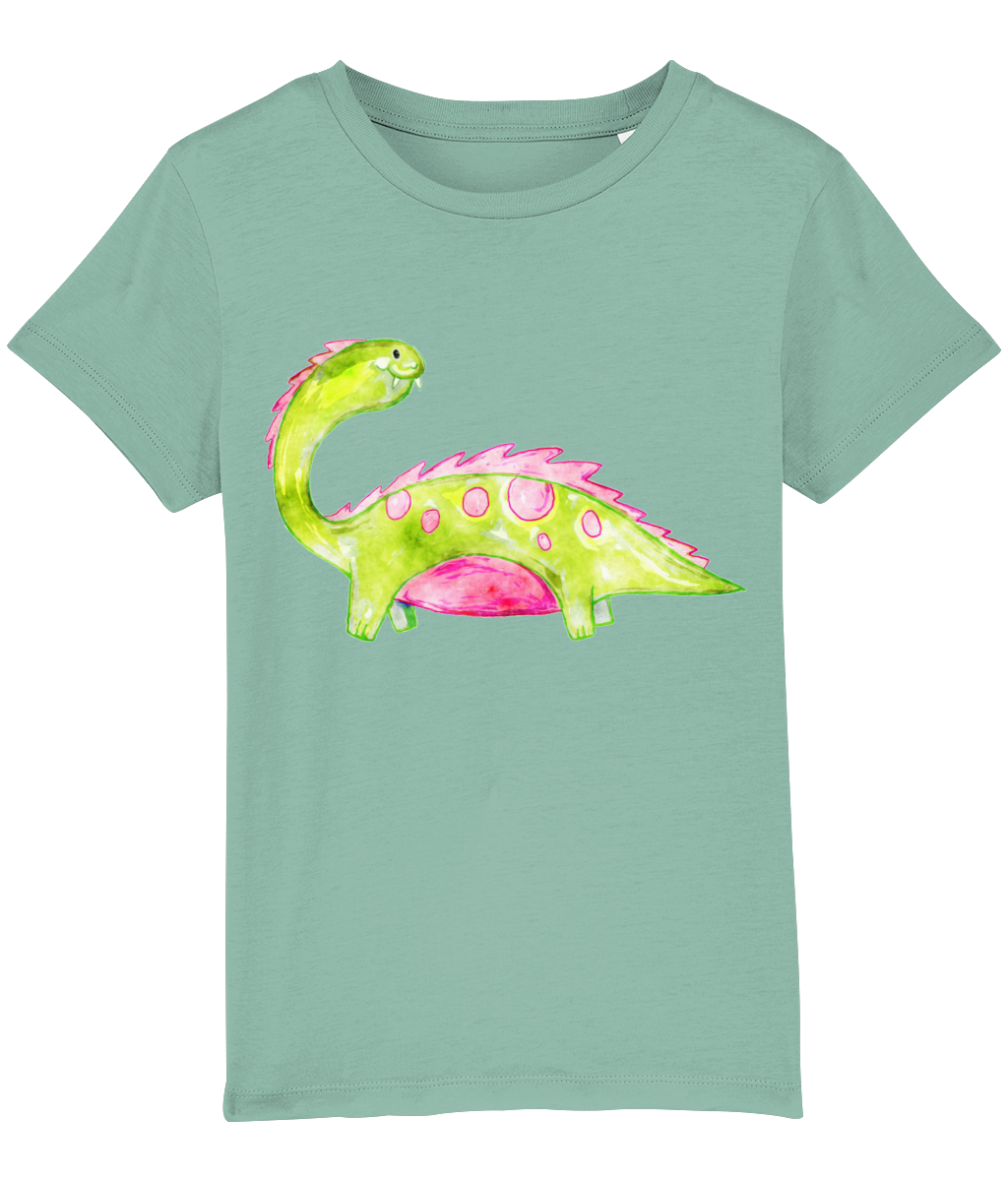 Organic Green Dinosaur Kids Tee - Image 3