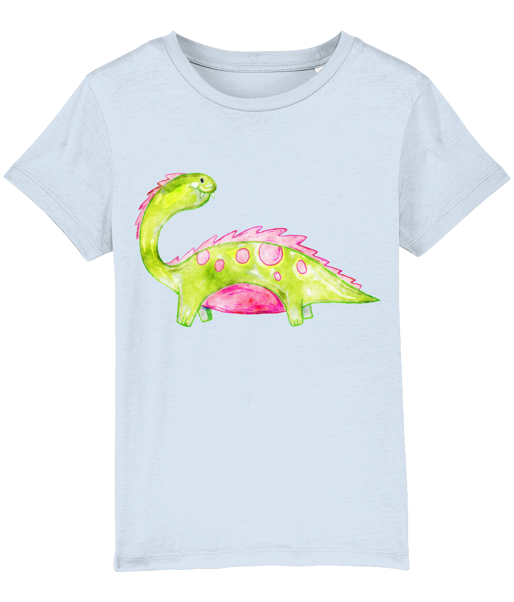 Organic Green Dinosaur Kids Tee - Image 4