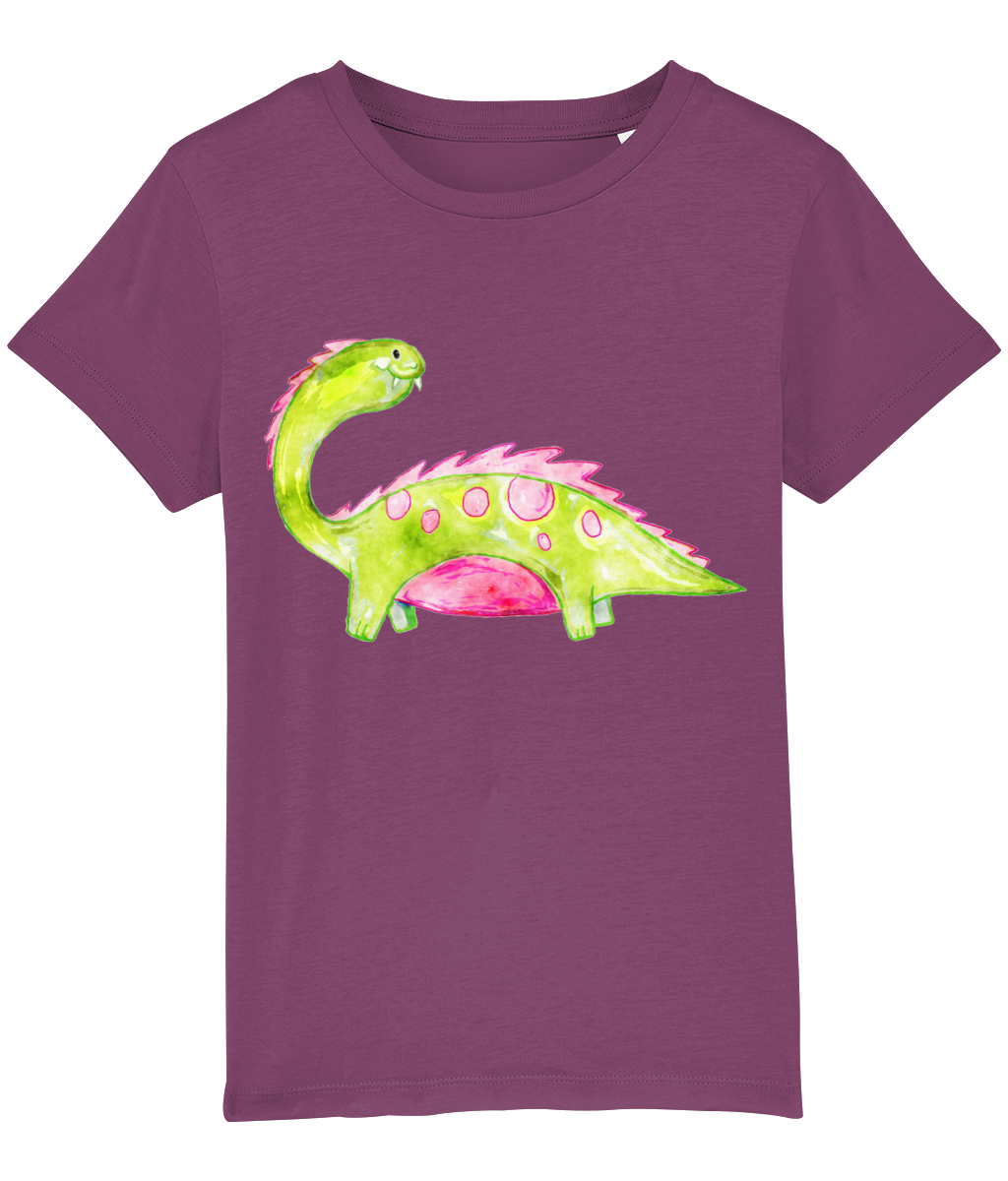 Organic Green Dinosaur Kids Tee - Image 7